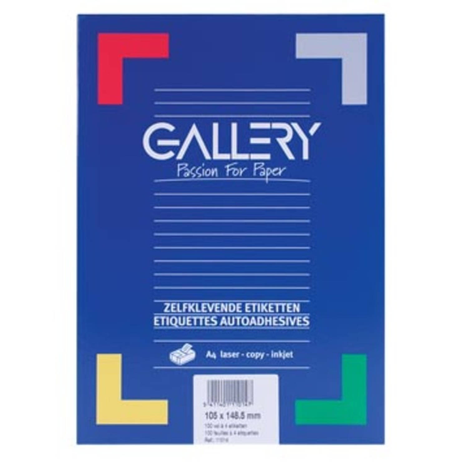 Galleryte Etiketten Ft 105 X 148,5 Mm (B X H),Rechte Hoeken, Doos Van 400 Etiketten - Wit