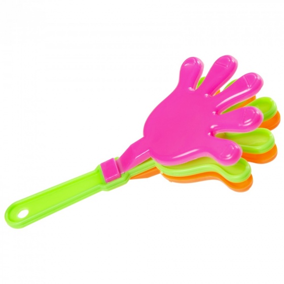 LG-Imports LG Imports mini klapperhand/roze/groen 9 x 5 cm - Oranje