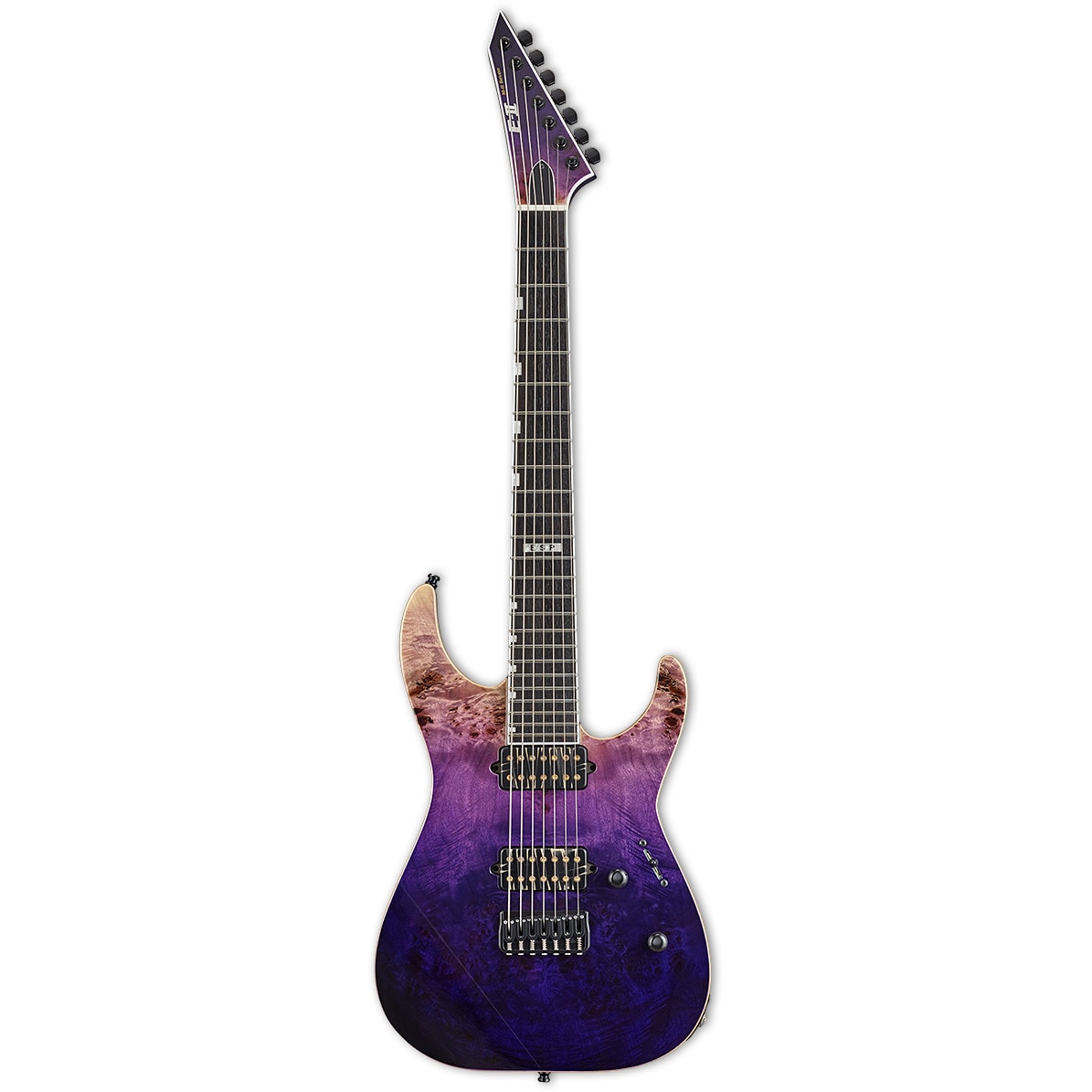 ESP guitars E-II M-II-7 NT Hipshot Purple Natural Fade met koffer