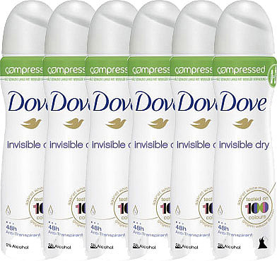 Dove Deodorant Deospray Compressed Invisible Dry Voordeelverpakking 6x75ml