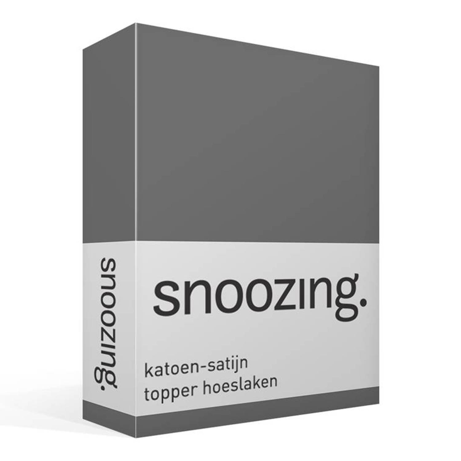 Snoozing - Katoen-satijn - Topper - Hoeslaken - 180x210 - Antraciet - Grijs