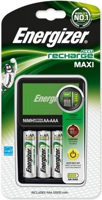 Energizer Batterijlader Maxi Charger, Inclusief 4 X Aa Batterij, Op Blister