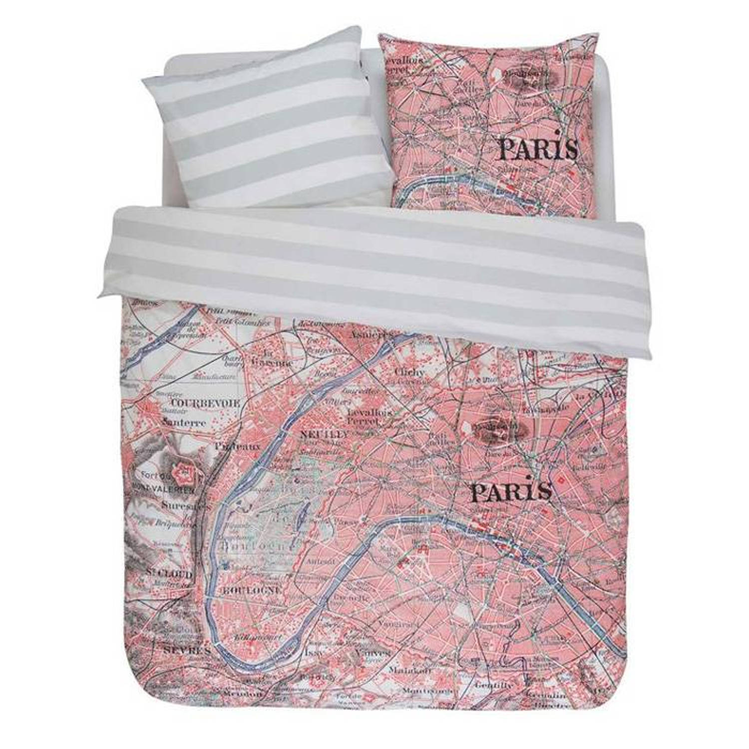 Covers & Co Dekbedovertrek Paris Citymap - Multi - Lits-jumeaux 240x200/220 Cm