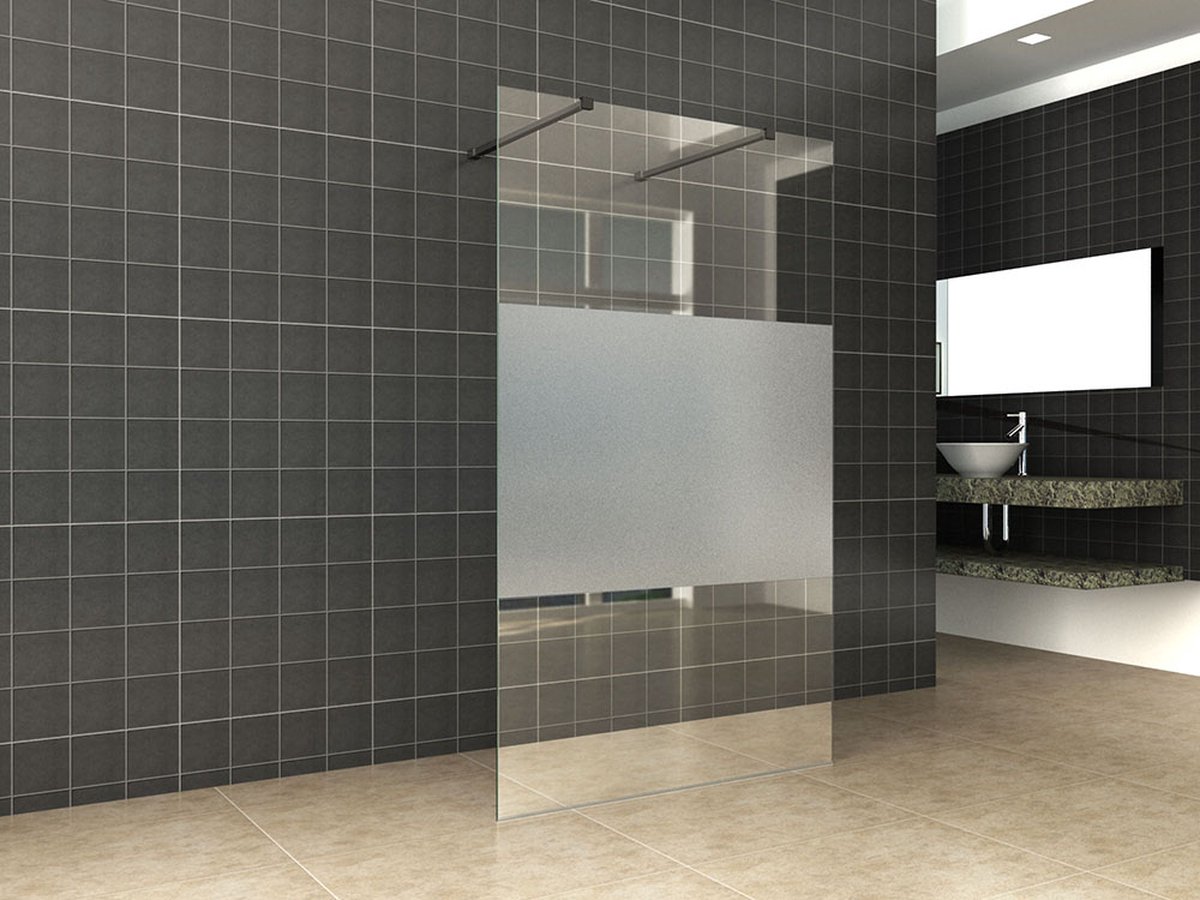 Wiesbaden Slim glasplaat ged.matglas 80x200cm 8mm nano - Zwart