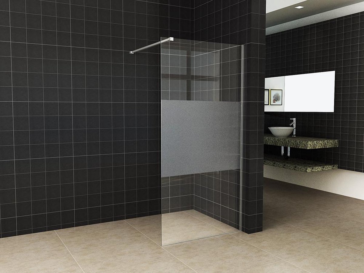 Wiesbaden Slim glasplaat ged.matglas 80x200cm 8mm nano - Zwart