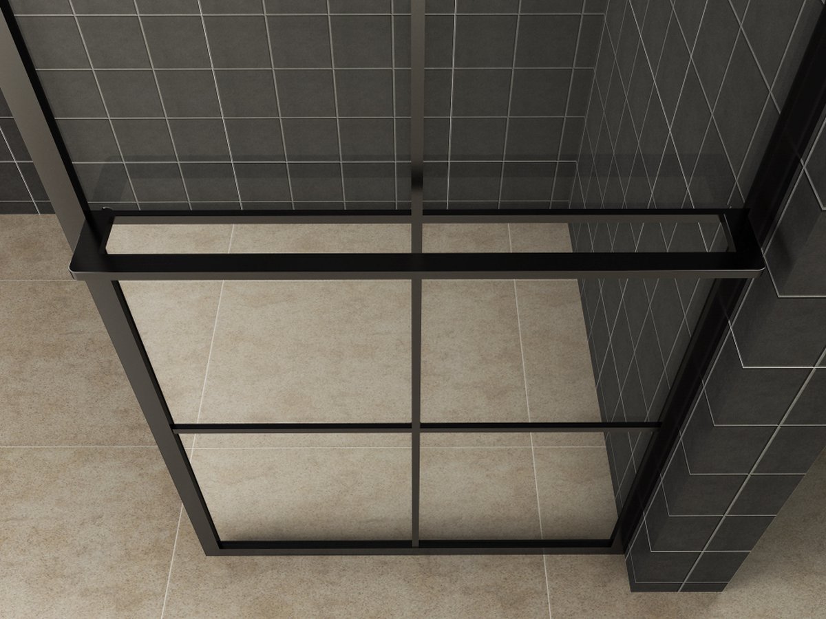 Wiesbaden inloopdouche 120x200 cm 10 mm nano glas - Zwart