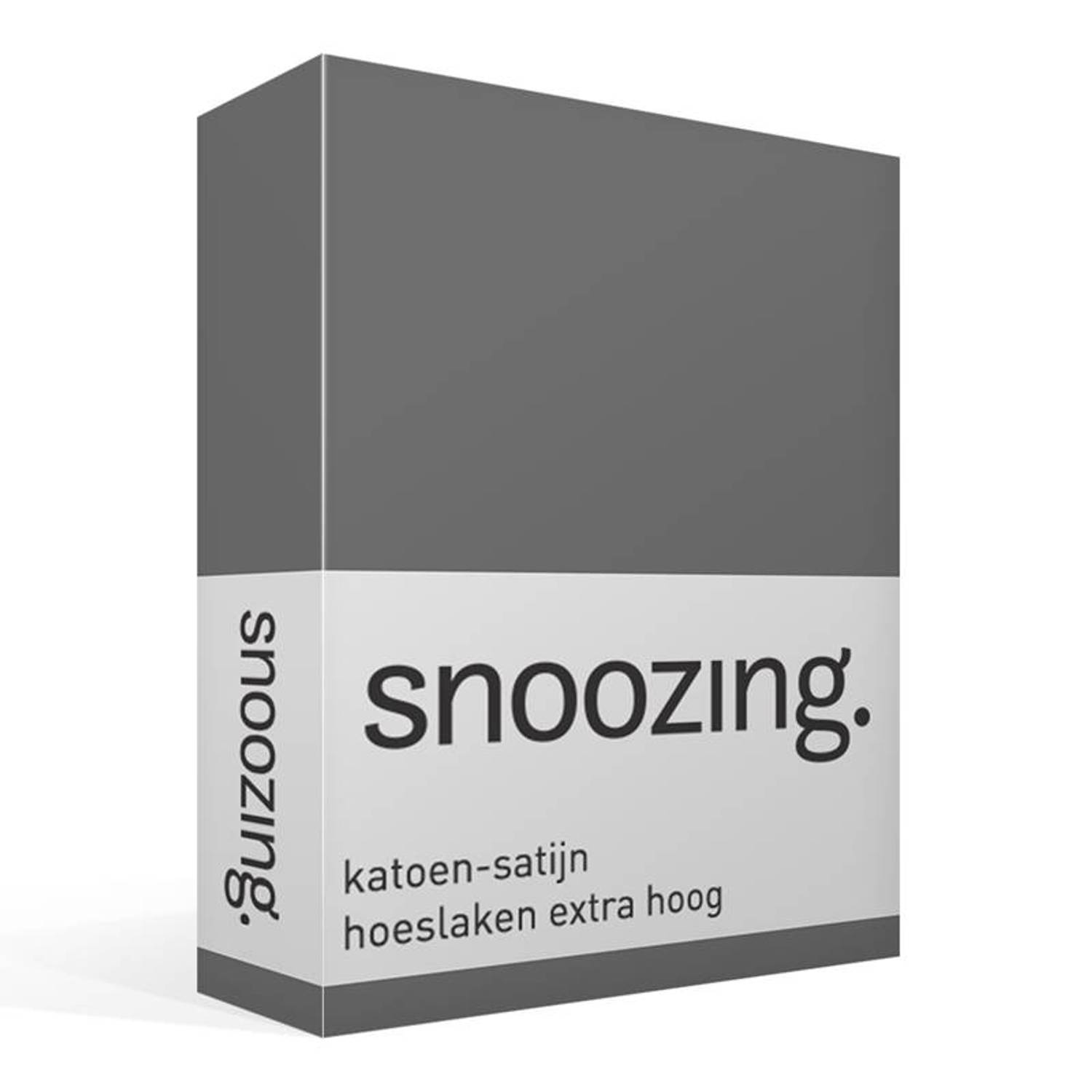 Snoozing - Katoen-satijn - Hoeslaken - Extra Hoog - 160x200 - Antraciet - Grijs