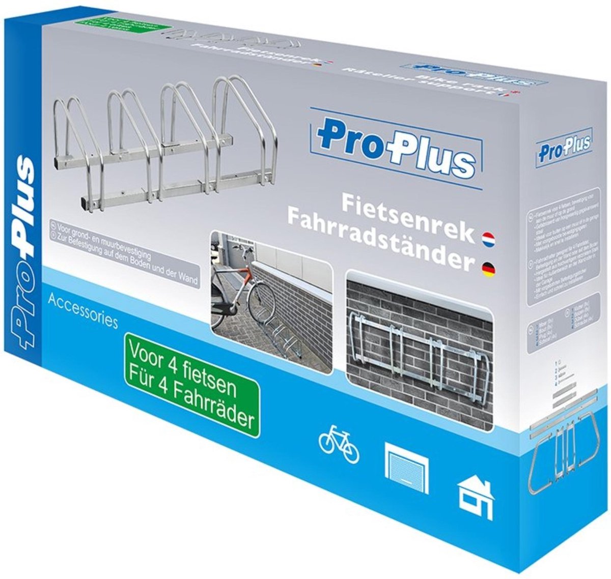 PROPLUS Fietsenrek Voor Vier Fietsen - Silver