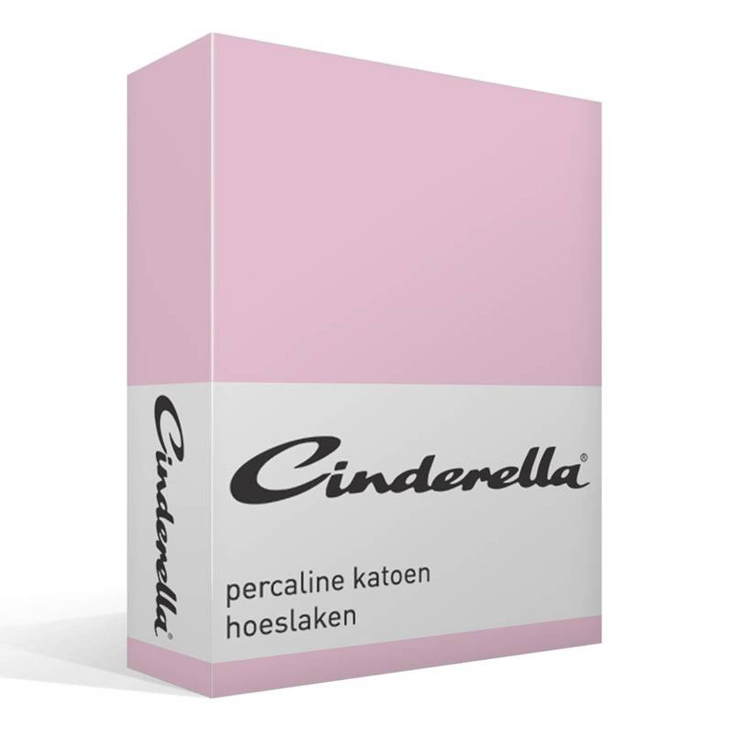 Cinderella Basic Percaline Katoen Hoeslaken - 100% Percaline Katoen - 1-persoons (80x200 Cm) - Candy - Roze