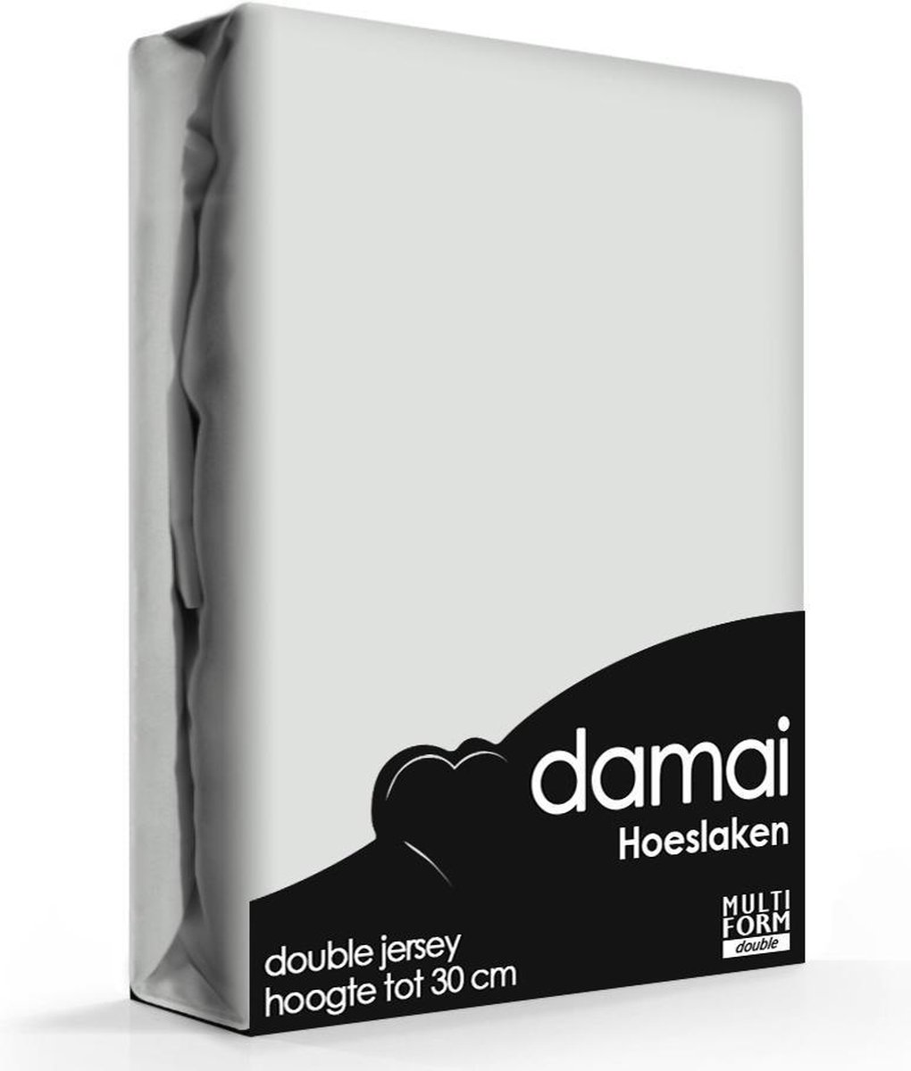 Damai Dubbel Jersey Hoeslaken - 100% Dubbel Gebreide Jersey Katoen - 2-persoons (140/150x200/210/220 Cm) - Light Grey - Grijs