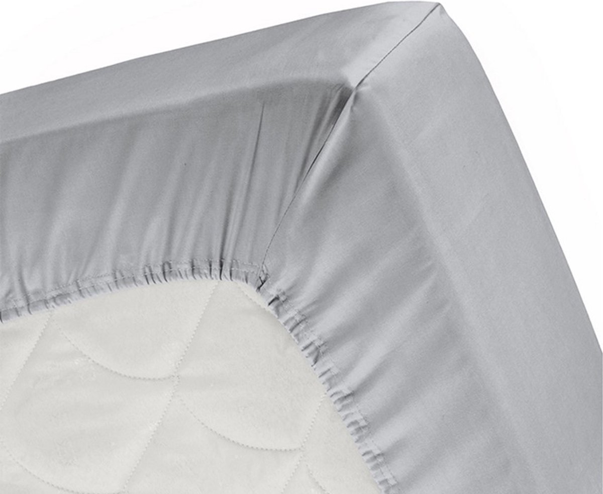 Damai Dubbel Jersey Hoeslaken - 100% Dubbel Gebreide Jersey Katoen - 2-persoons (140/150x200/210/220 Cm) - Light Grey - Grijs