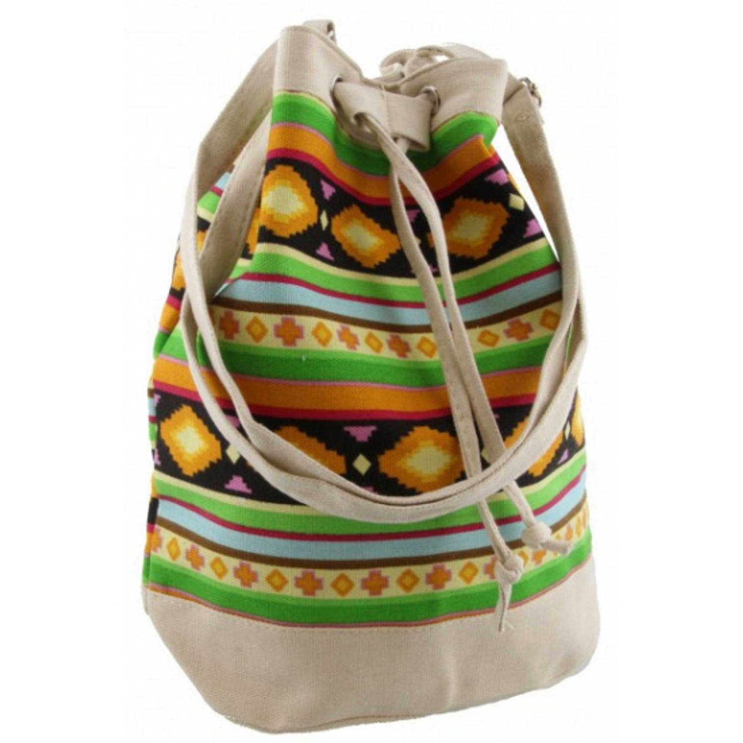 Mochila Schoudertasje 30 Cm Voor Meisjes/dames - Kleine Festival Tasjes - Bucketbags - Beige