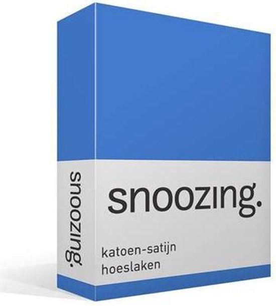 Snoozing - Katoen-satijn - Hoeslaken - 90x210 - Meermin - Blauw