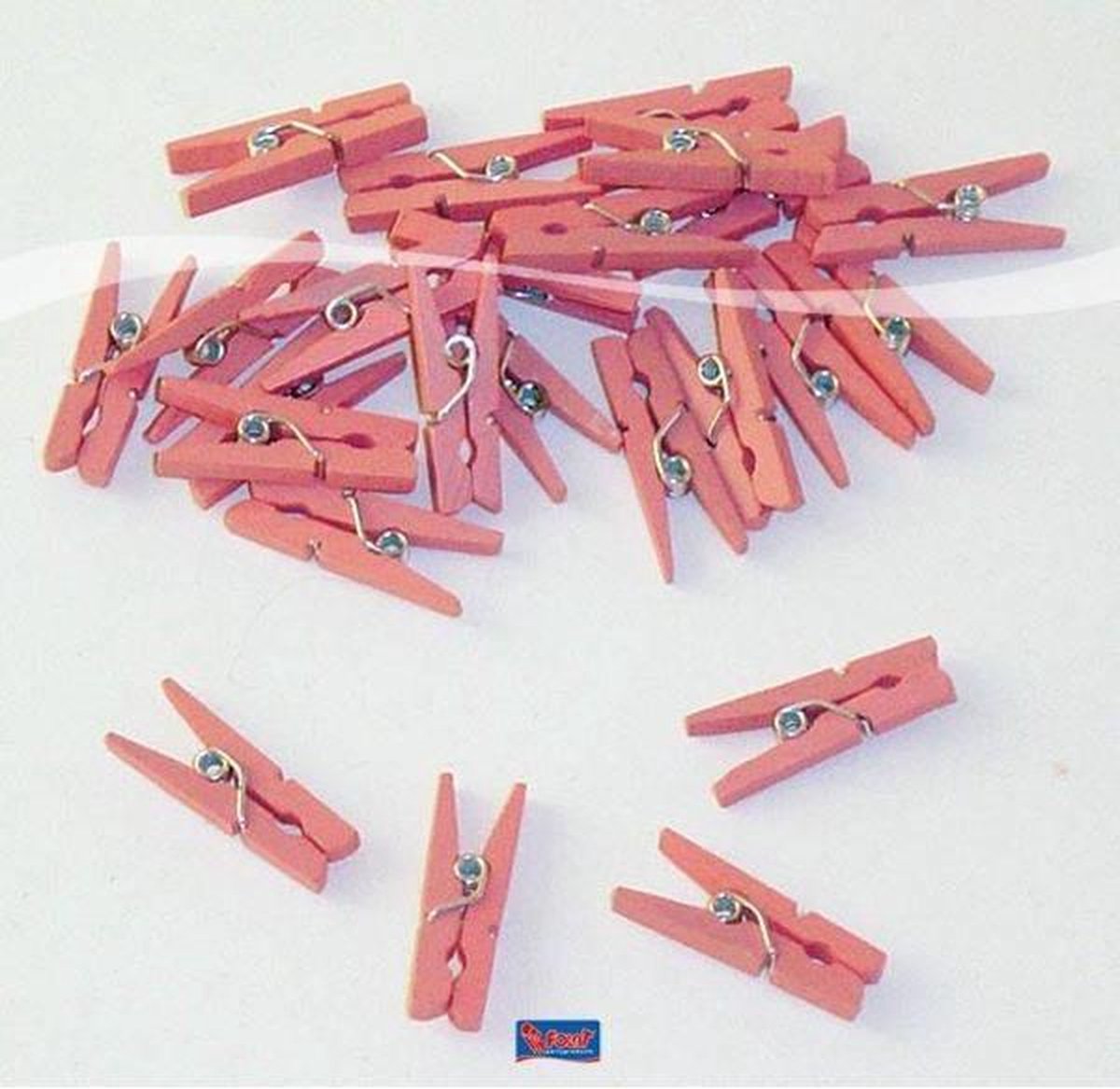 Folat miniwasknijpers junior 2,5 x 0,7 cm hout 24 stuks - Roze