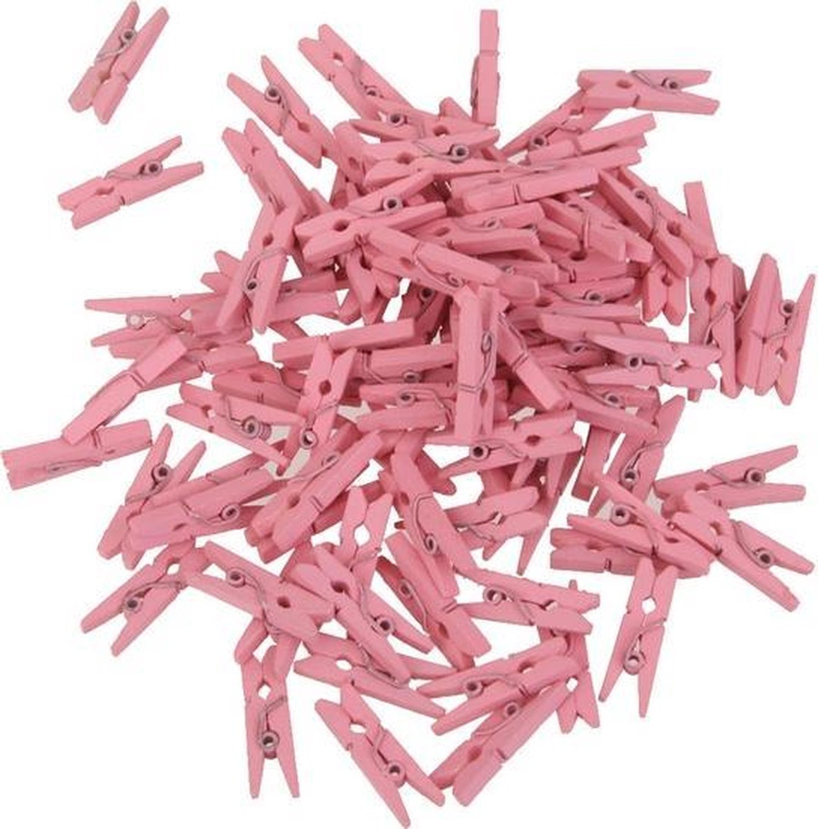 Folat miniwasknijpers junior 2,5 x 0,7 cm hout 24 stuks - Roze