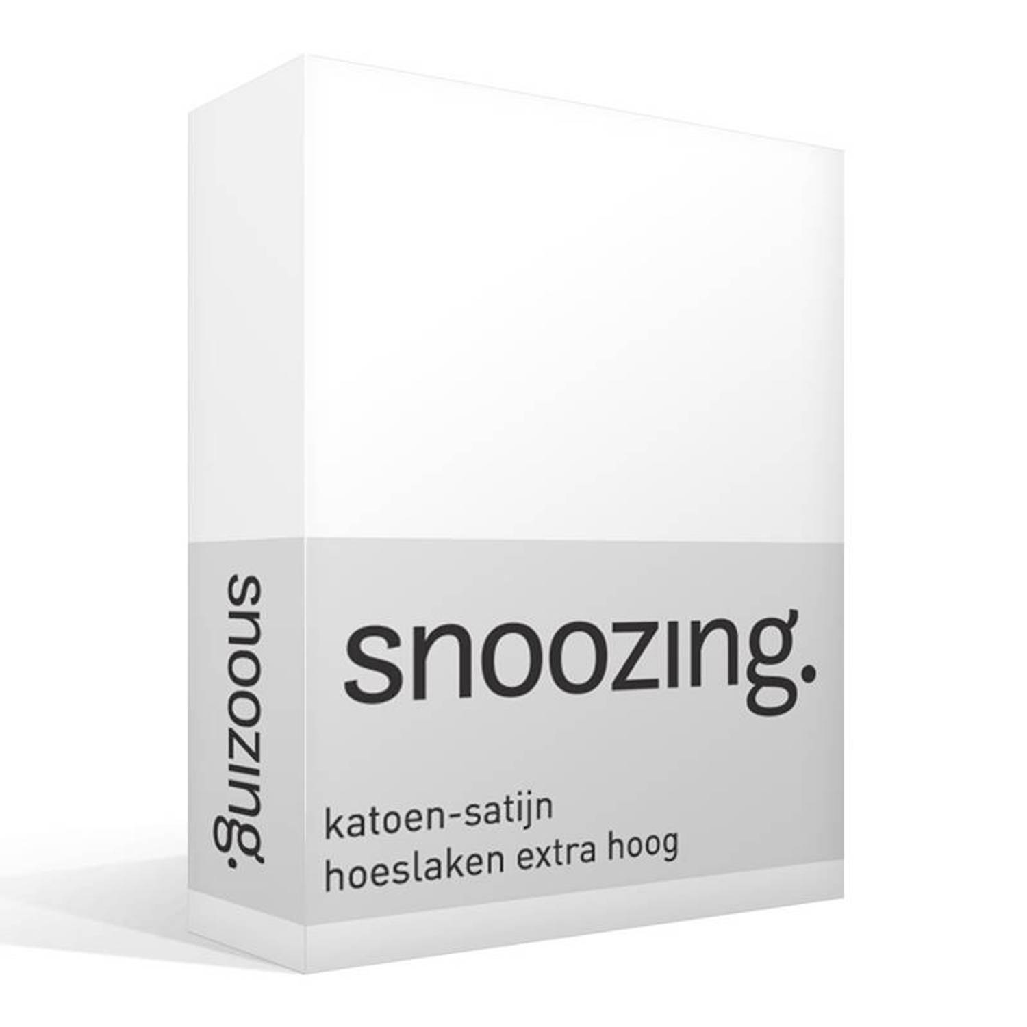 Snoozing - Katoen-satijn - Hoeslaken - Extra Hoog - 180x210 - - Wit
