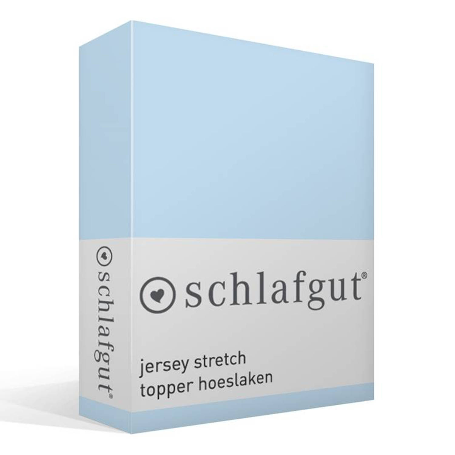 Schlafgut Jersey Stretch Topper Hoeslaken - 95% Gebreide Katoen - 5% Elastan - 2-persoons (120/130x200/220 Cm) - Aqua - Blauw