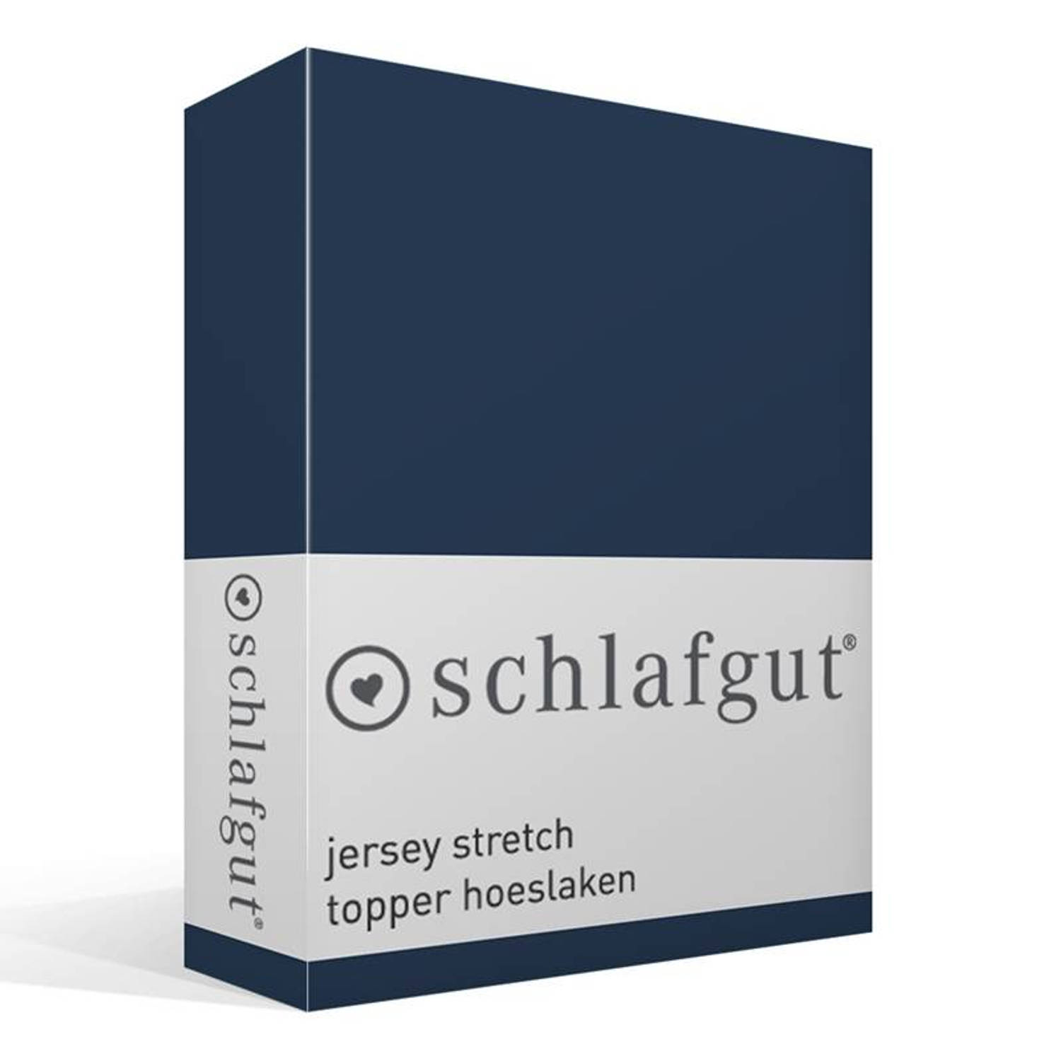 Schlafgut Jersey Stretch Topper Hoeslaken - 95% Gebreide Katoen - 5% Elastan - 2-persoons (140/160x200/220 Cm) - Marine - Blauw