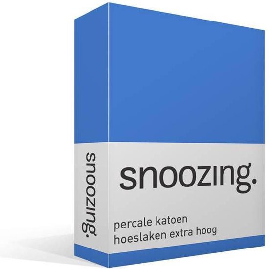 Snoozing - Hoeslaken - Percale Katoen - Extra Hoog - 160x220 - Meermin - Blauw