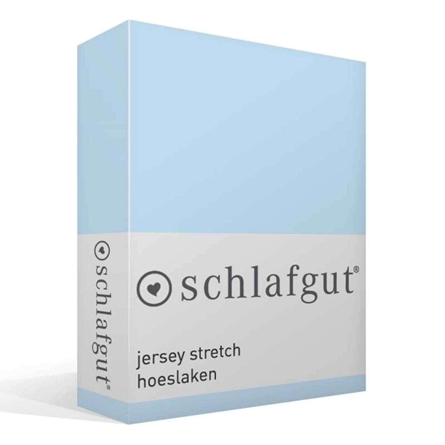 Schlafgut Jersey Stretch Hoeslaken - 95% Gebreide Jersey Katoen - 5% Elastan - 2-persoons (120/130x200/220 Cm) - Aqua - Blauw