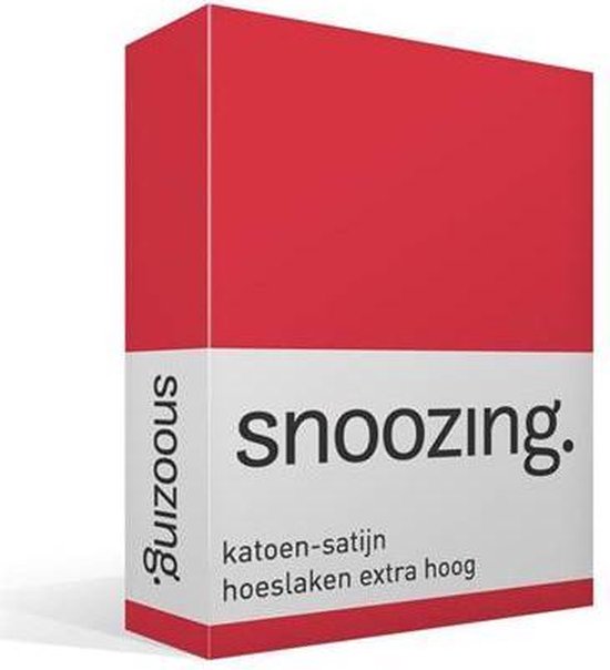 Snoozing - Katoen-satijn - Hoeslaken - Extra Hoog - 200x200 - - Rood