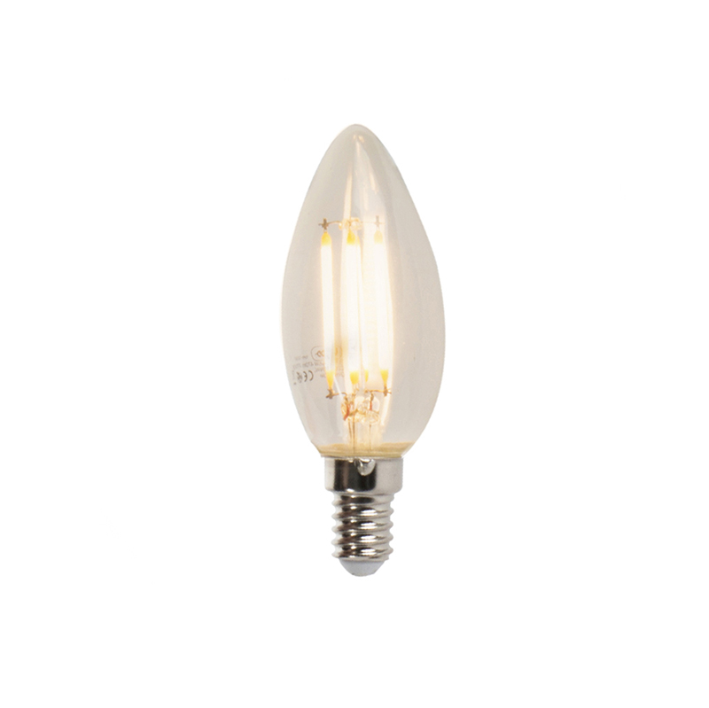 Set van 5 E14 dimbare LED filament kaarslampen 5W 360lm 2700K