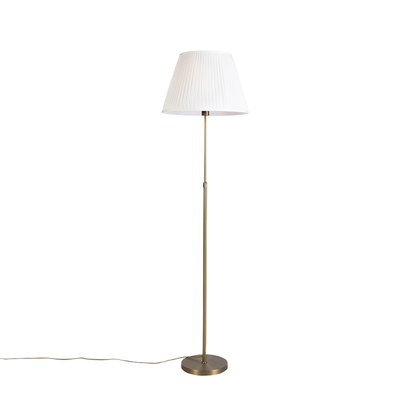 QAZQA Vloerlamp brons met plisse kap crème 45 cm verstelbaar - Parte