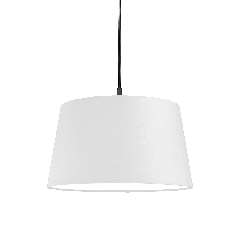 QAZQA Moderne hanglamp zwart met witte kap 45 cm - Pendel