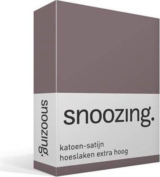 Snoozing - Katoen-satijn - Hoeslaken - Extra Hoog - 200x220 - Taupe - Bruin