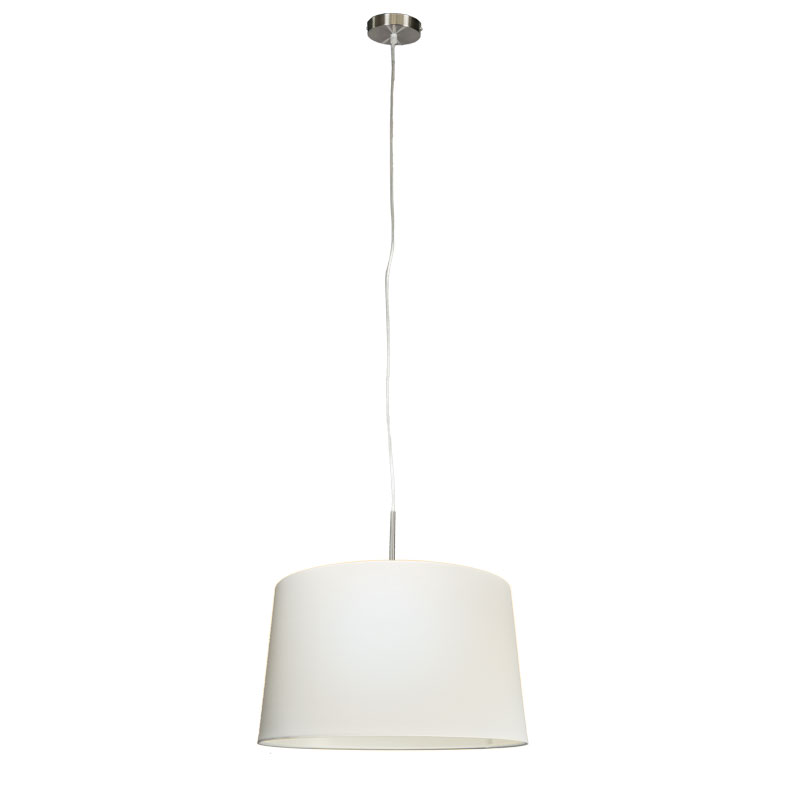 QAZQA Moderne hanglamp staal met kap 45cm wit - Combi 1