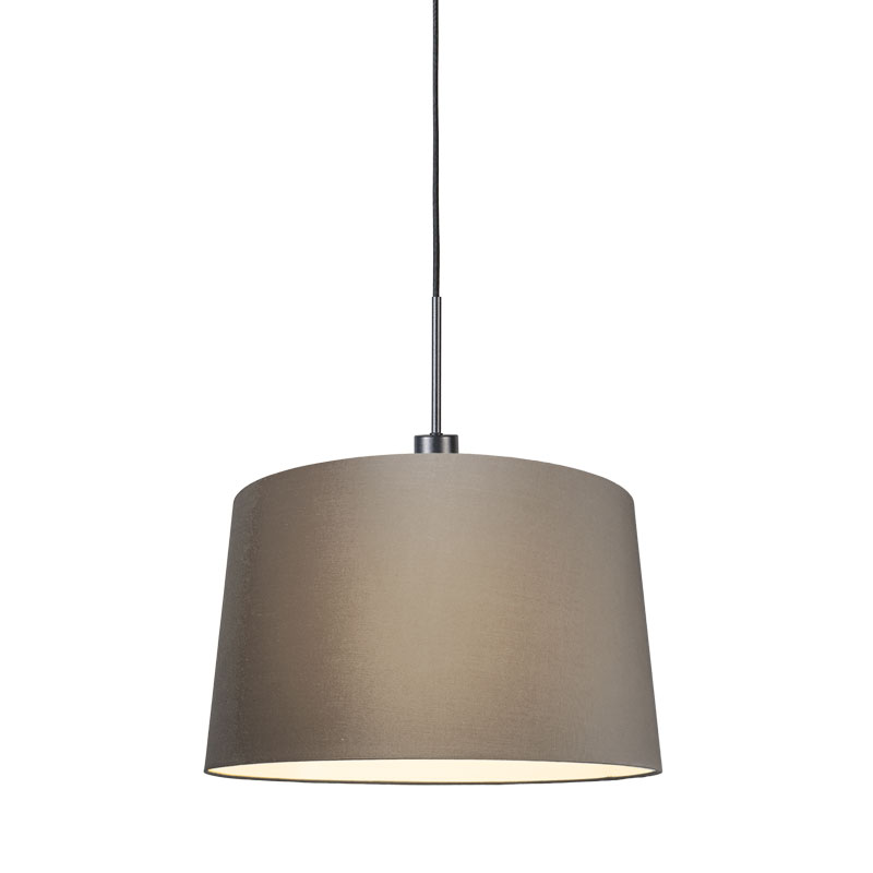 QAZQA Moderne hanglamp zwart met kap 45 cm taupe - Combi 1