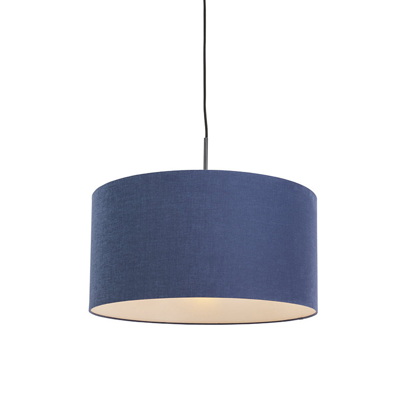 QAZQA Moderne hanglamp zwart met antieke kap 50 cm - Combi 1 - Blauw