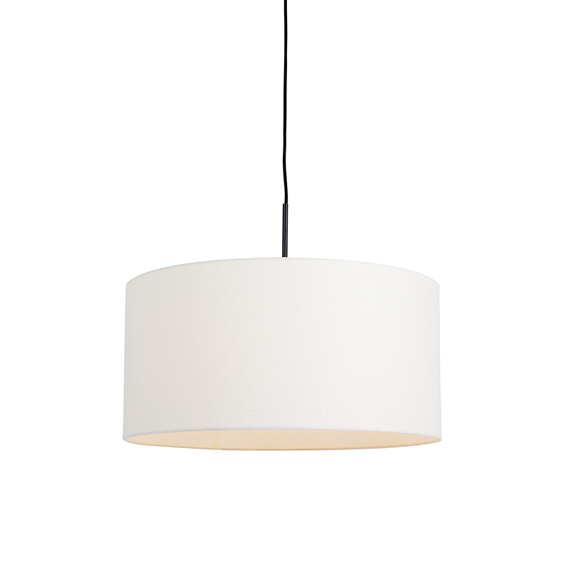 QAZQA Moderne hanglamp zwart met witte kap 50 cm - Combi 1