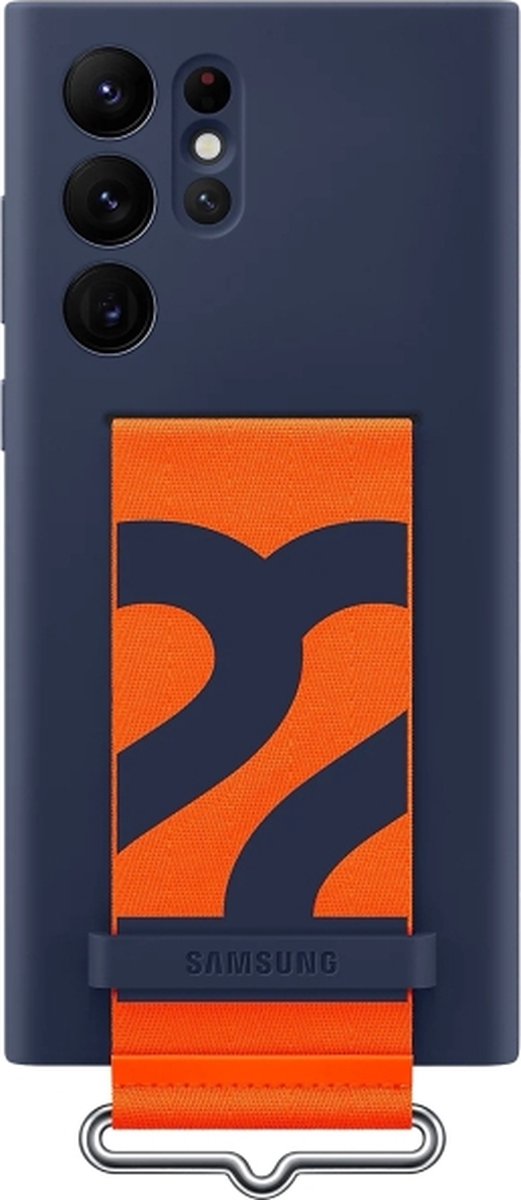 Samsung Galaxy S22 Ultra Siliconen Back Cover met Band - Azul