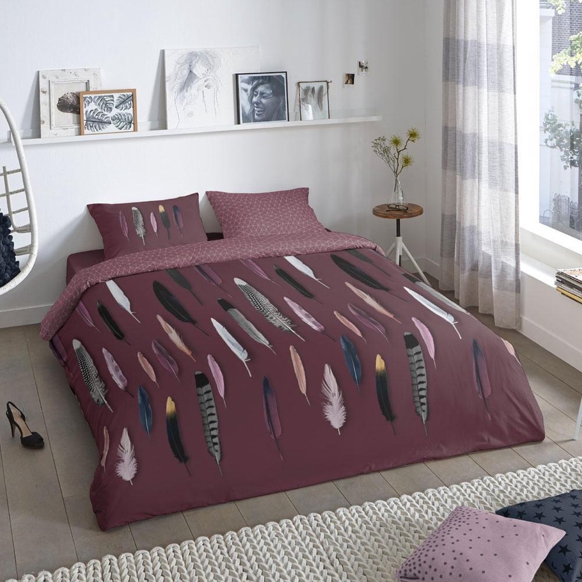 Good Morning Dekbedovertrek Feathers - 140 x 200/220 cm - Rood