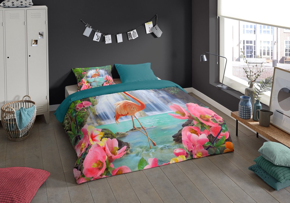 Pure Dekbedovertrek Flamingo - 200 x 200/220 cm - multicolour