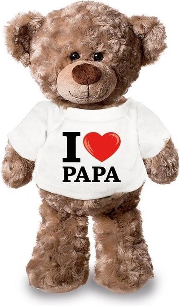 Knuffelbeer I Love Papa 24 Cm - Vaderdag Cadeau - Bruin