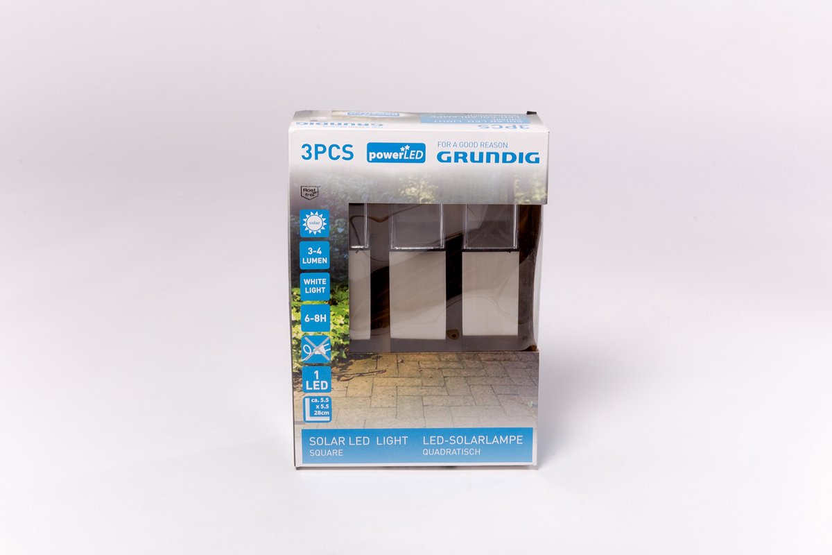 Grundig Edco - Solar Tuinlampen - Set Van 3 - Led - 39 Cm X 55 Cm