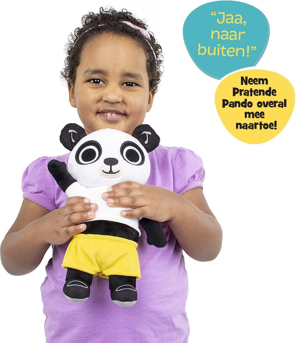 Bing knuffelpanda Pando junior 30 cm pluche zwart/wit/geel
