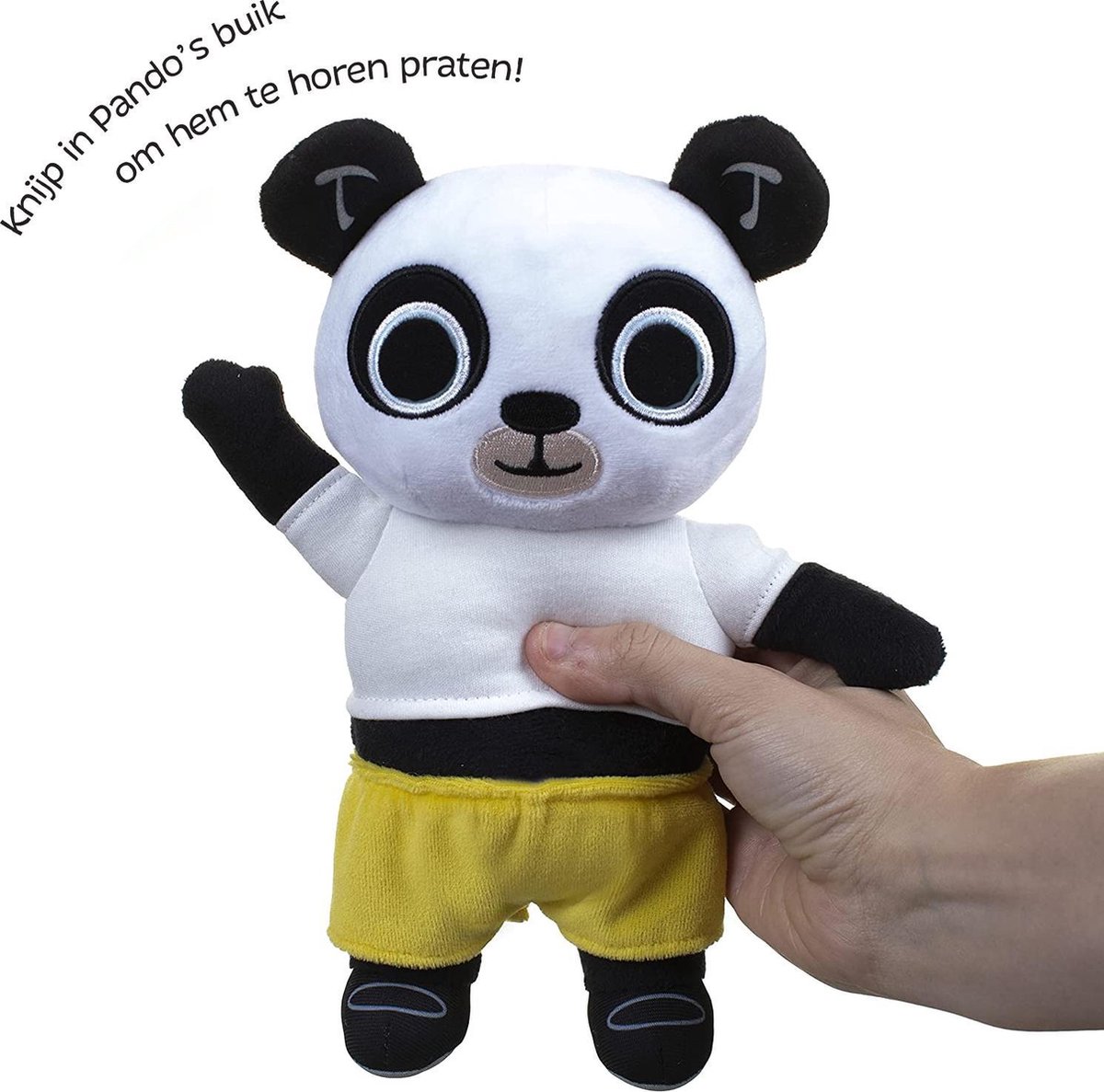 Bing knuffelpanda Pando junior 30 cm pluche zwart/wit/geel
