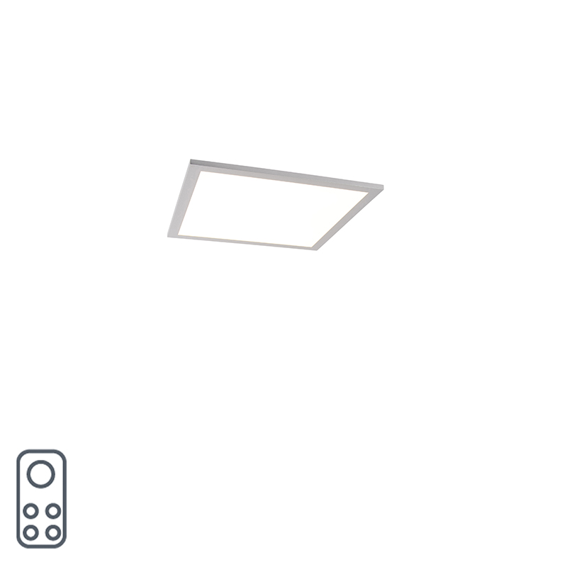 QAZQA Plafondlamp staal 40 cm incl. LED en afstandsbediening - Liv