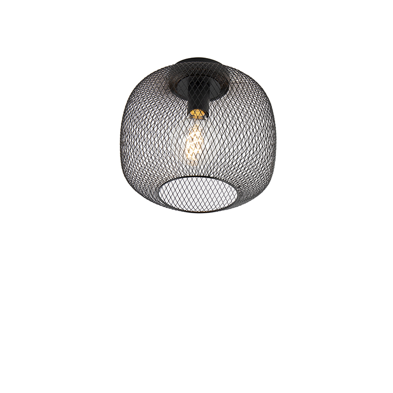 QAZQA Modernee plafondlamp - Bliss Mesh - Zwart