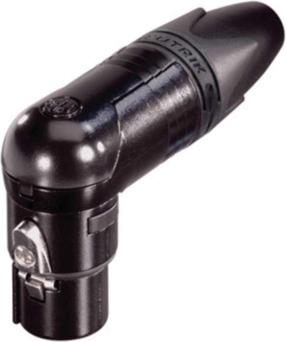 Neutrik NC3FRX-B 3p XLR female kabeldeel haaks zwart, verguld