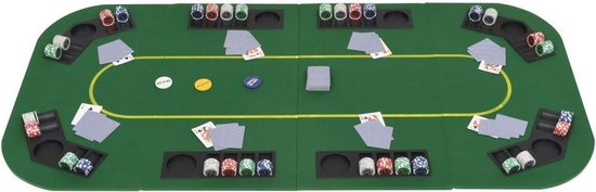 Vidaxl Poker Tafelblad Voor 8 Spelers 4-voudig Inklapbaar - Groen