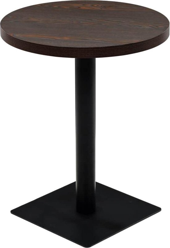 Vidaxl Bistrotafel Rond 60x75 Cm Mdf En Staal Donker Essenkleur - Marrón