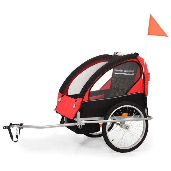 Vidaxl Fietskar Voor Kinderen En Wandelwagen 2-in-1 Zwart En - Rood