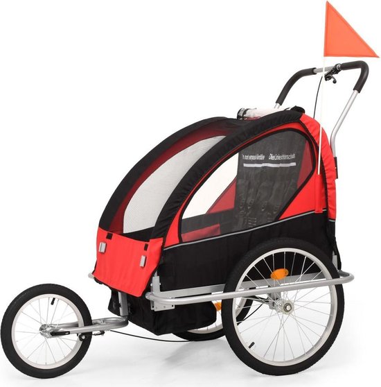 Vidaxl Fietskar Voor Kinderen En Wandelwagen 2-in-1 Zwart En - Rojo