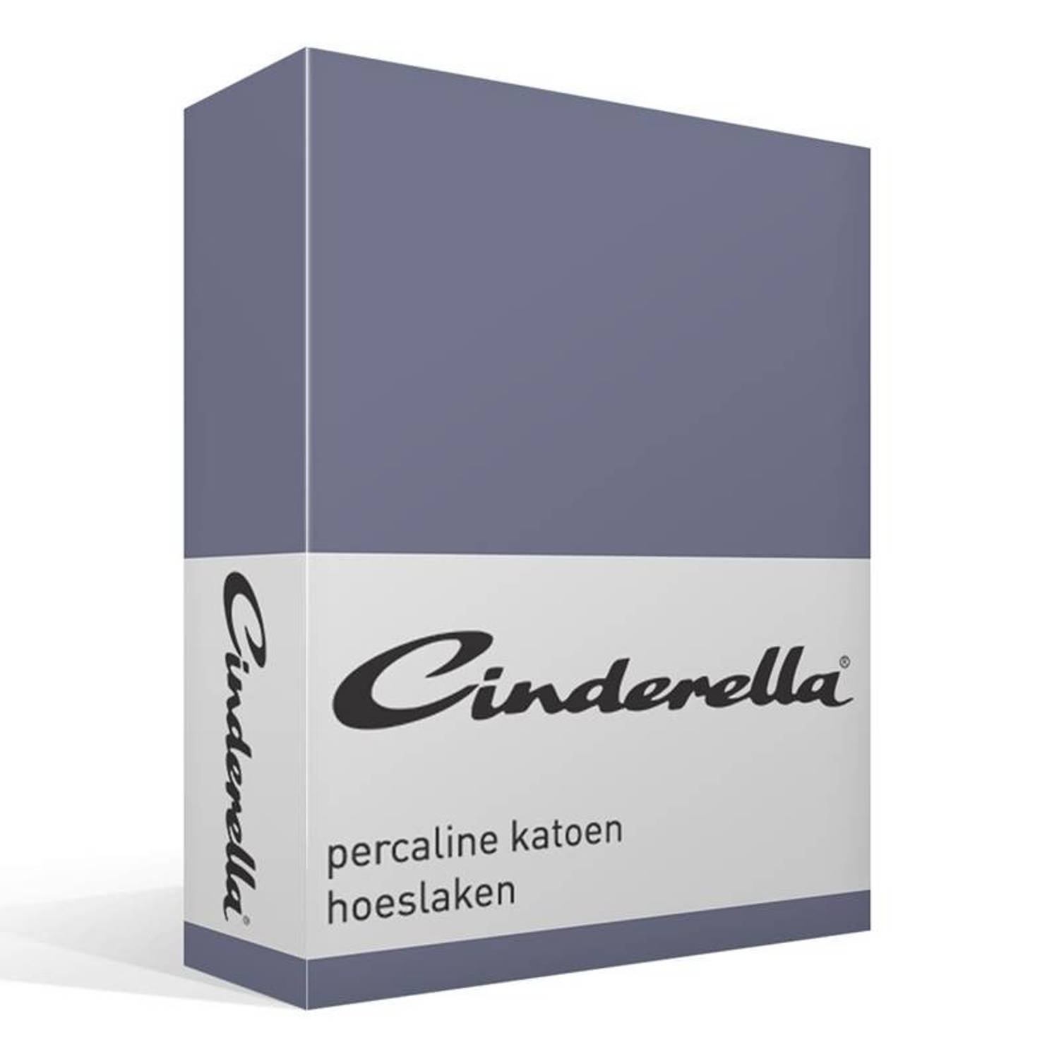 Cinderella Basic Percaline Katoen Hoeslaken - 100% Percaline Katoen - Lits-jumeaux (180x220 Cm) - Dark Blue - Blauw