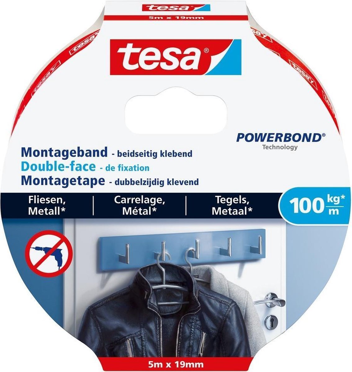 Tesa Powerbond Montage Tape Tegels & Metaal 77747 5 M X 19 Mm