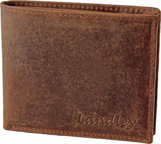 Landley Heren Portemonnee - Compacte Billfold - Robuust Vintage Leer - - Bruin